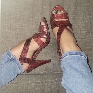 INC International Concepts Red Strappy Heels